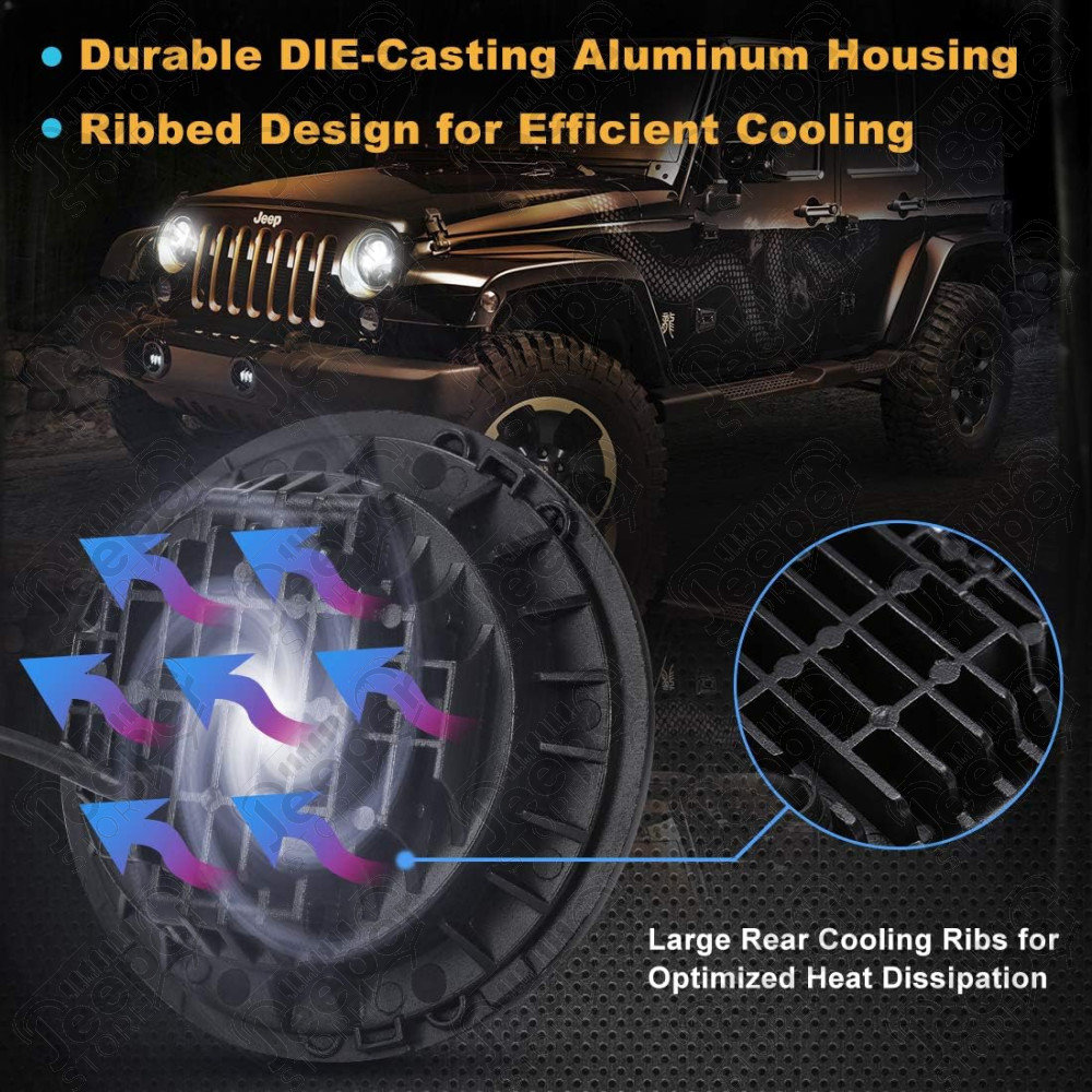 Kit 2 Phares LED 7’’ FLJ Offroad Classic7 – Homologués Europe – Jeep Wrangler JL et Gladiator JT