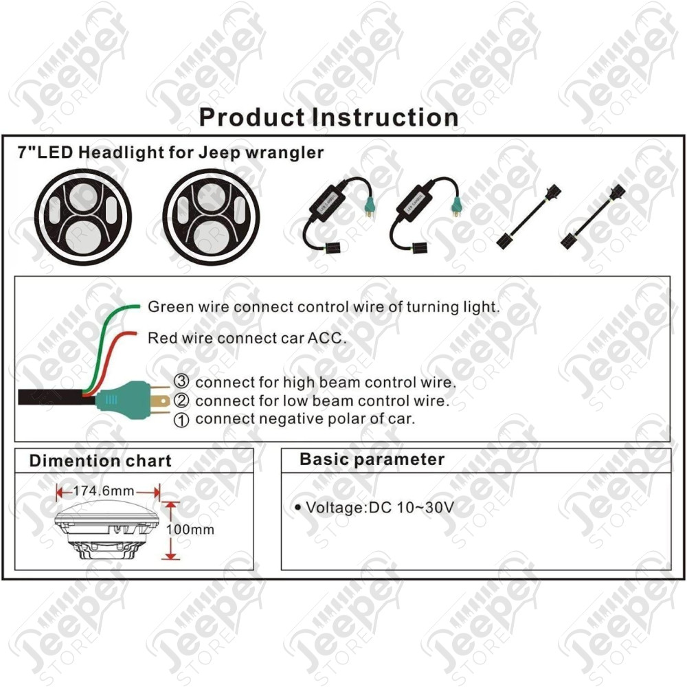 Kit 2 Phares LED 7’’ FLJ Offroad Classic7 – Homologués Europe – Jeep CJ (1976–1986), Wrangler TJ (1996–2006), JK (2007–2018) - E00615 / LTPZHL7 / RT28104 / NS1640R1RGB