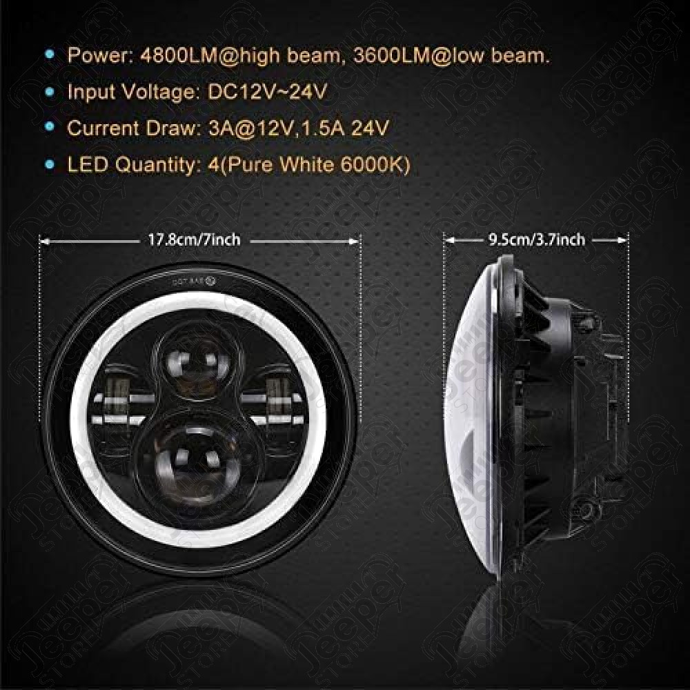 Kit 2 Phares LED 7’’ FLJ Offroad Classic7 – Homologués Europe – Jeep Wrangler JL et Gladiator JT