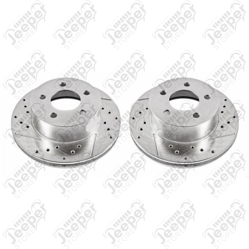 Kit de 2 disques de frein avant percés et ventilés pour Jeep Wrangler YJ, TJ, Cherokee XJ et Grand Cherokee ZJ, ZG - AR8722XPR / 780444PER / 18A409SD