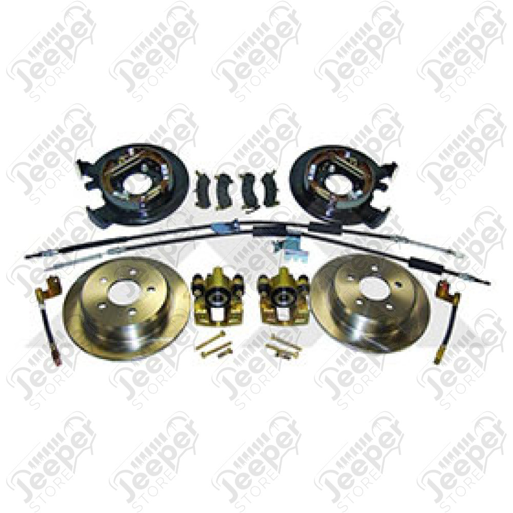 Kit conversion frein à disques à l'arrière Jeep Grand Cherokee ZJ, ZG Kit permettant de transformer les freins arrières à tambours de votre Jeep en freins à disques, un must pour toutes les Jeep équipées de pneus à partir de 31 pouces ou tout simplement 