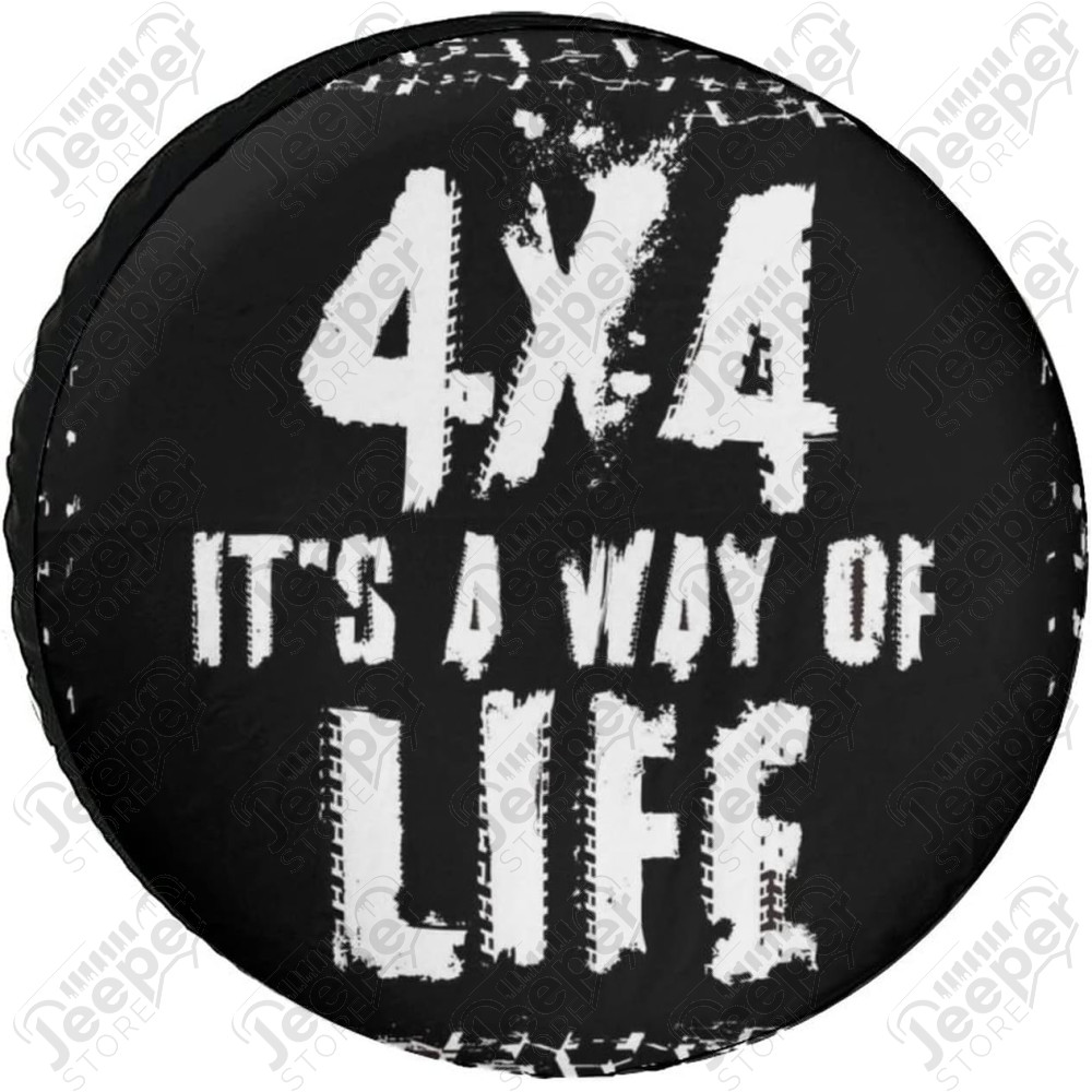 Housse de roue de secours de 31" à 32" couleur NOIR "4x4 it's a way of life"
