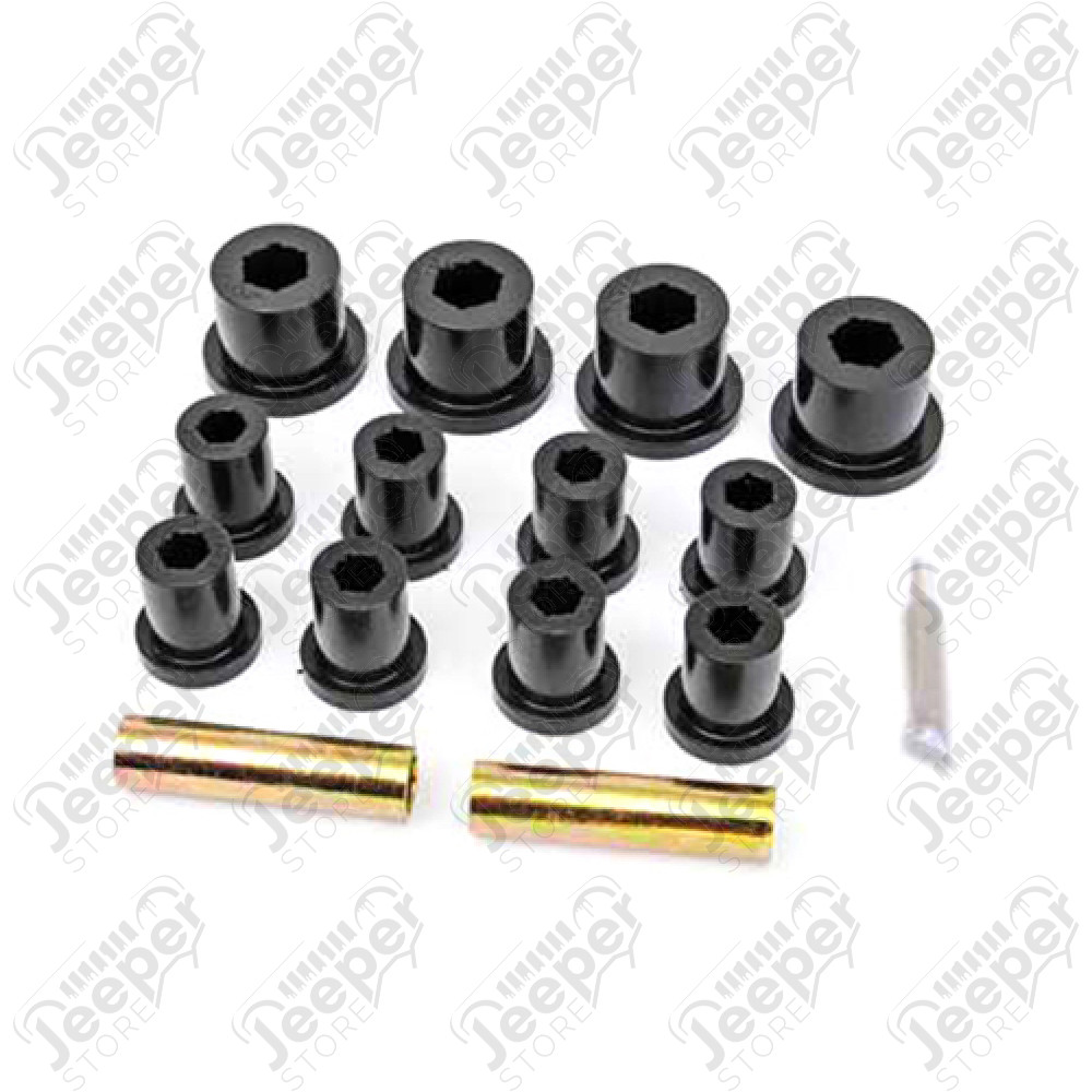 Kit de silentblocs (en polyuréthane) complet pour ressort à lames pour l'essieu avant - Jeep CJ - KJ02002BK