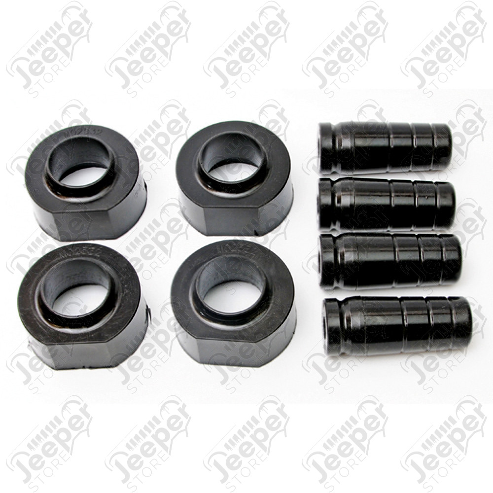 Kit réhausse de 4 cales en polyuréthane +45mm avec 2 butées rallongées pour l'avant - Jeep Wrangler TJ et Grand Cherokee ZJ / ZG - KJ09109 / TJ2SP / ASP09101BK / 8S43B / RC650 / RT21028