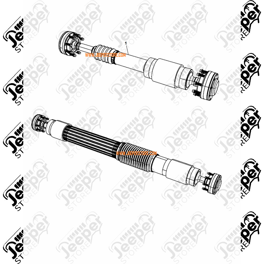 WWW.JEEPERSTORE.COM Arbre arrière avec 2 joints homocinétiques (comme origine) pour 2.8L CRD (boite Mercedes NAG1) Jeep Wrangler JK (2 portes)