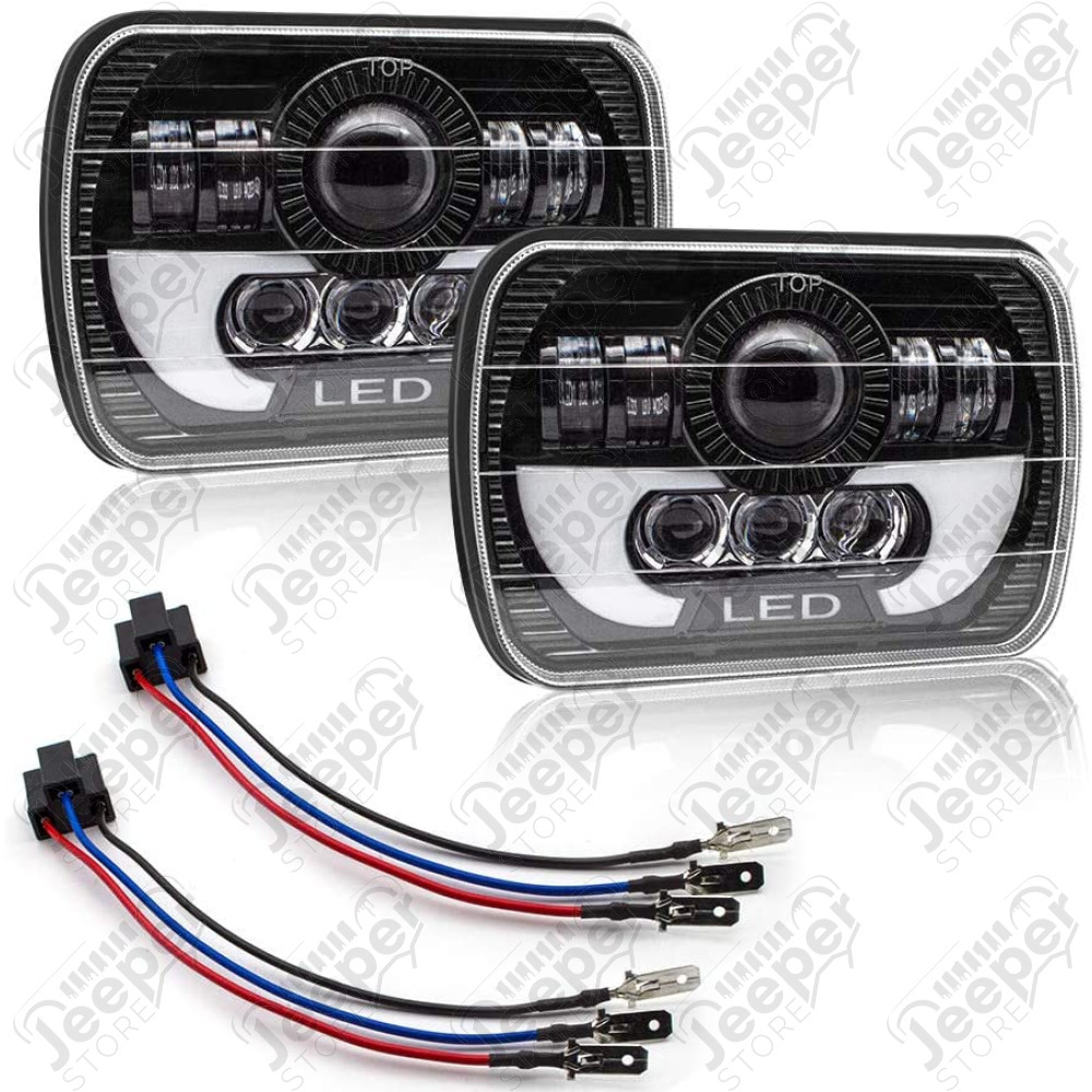 Kit de 2 phares avant USA à LED (projecteur) 18x13cm - Jeep Wrangler YJ - 300WSCBWY-2