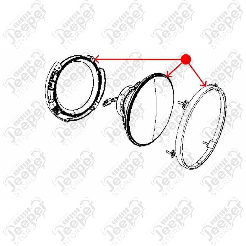 Phare rond 7'' droit et fixations sur calandre - Jeep Wrangler JK - 55078150AC