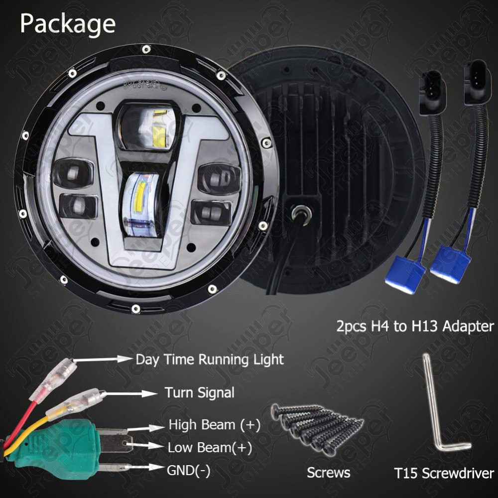 Kit de 2 phares à LED (modèle V) pour Jeep Wrangler JL