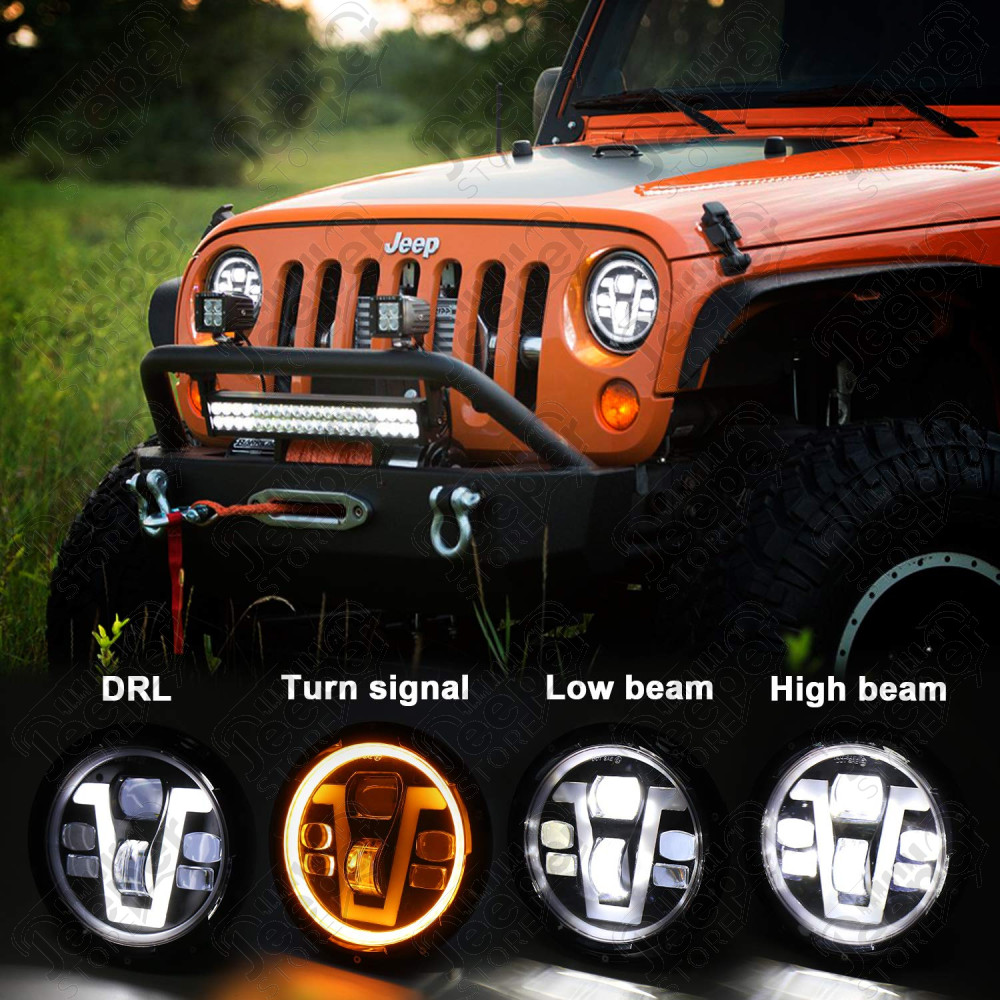 Kit de 2 phares à LED (modèle V) pour Jeep Wrangler JL