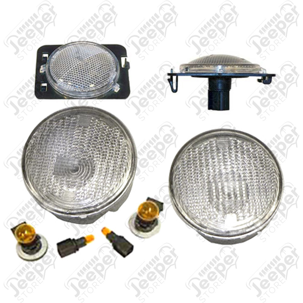 Kit de 4 feux clignotants blancs USA - Jeep Wrangler JK - 55077885ADC / 55077884ADC / 55078144AAC / 55078145AAC