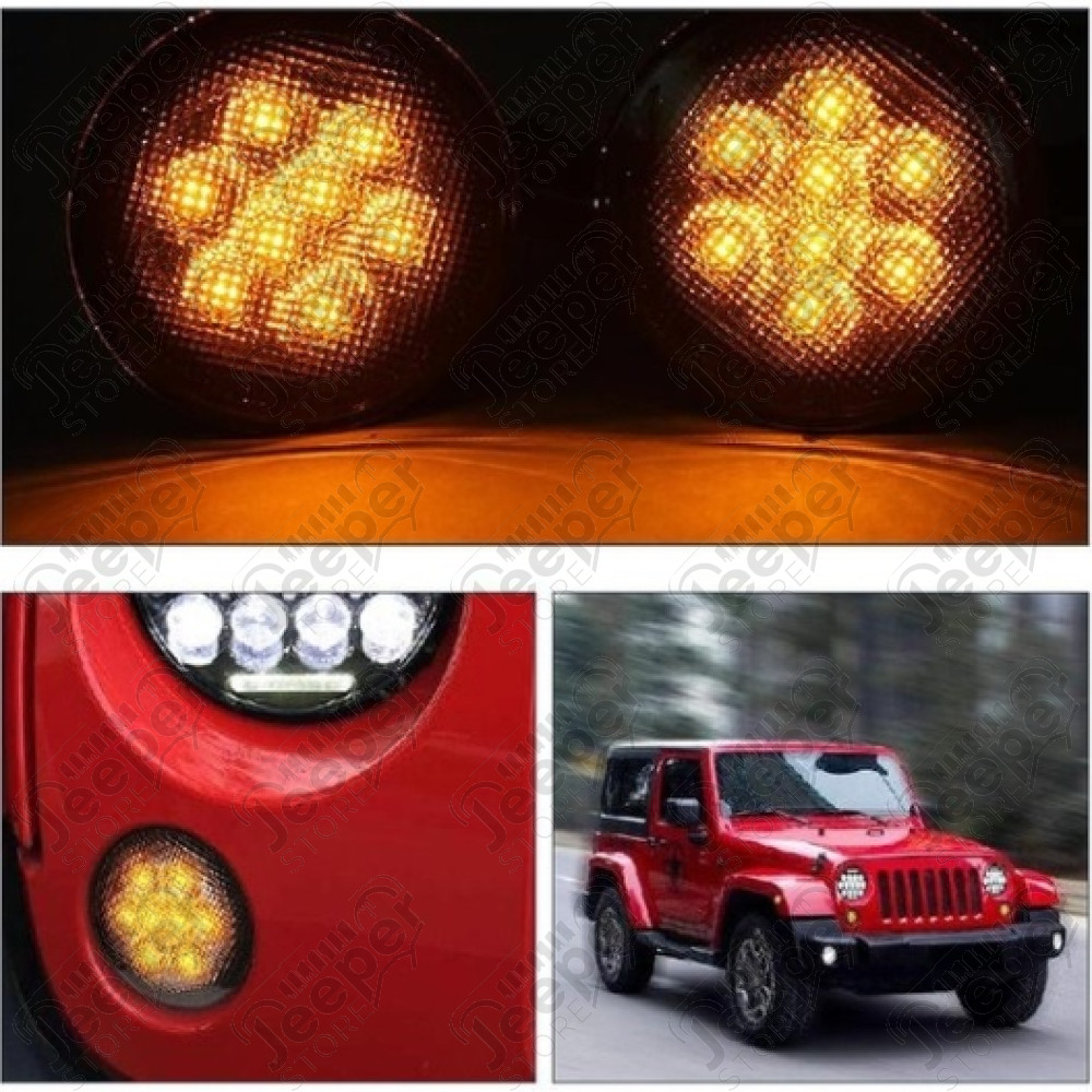 Kit de 2 feux clignotants à LED dans la calandre pour Jeep Wrangler JK 
