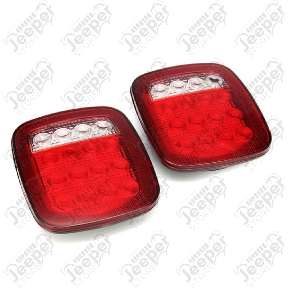 Kit de 2 feux LED arrière gauche et droit PLAT (version US) pour Jeep CJ, Wrangler YJ, TJ