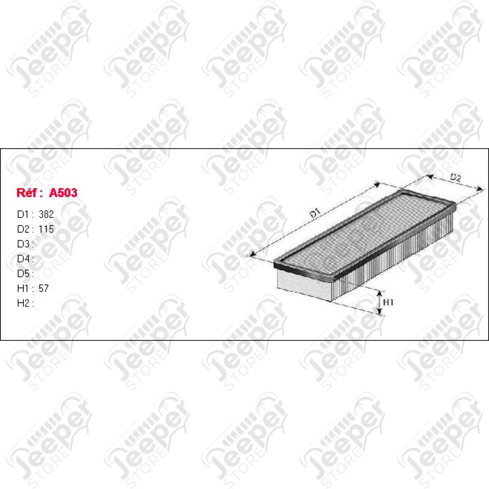 Filtre à air 2.0L essence et 2.1L diesel forme rectangulaire - Jeep CJ, Cherokee XJ - KNECLX35