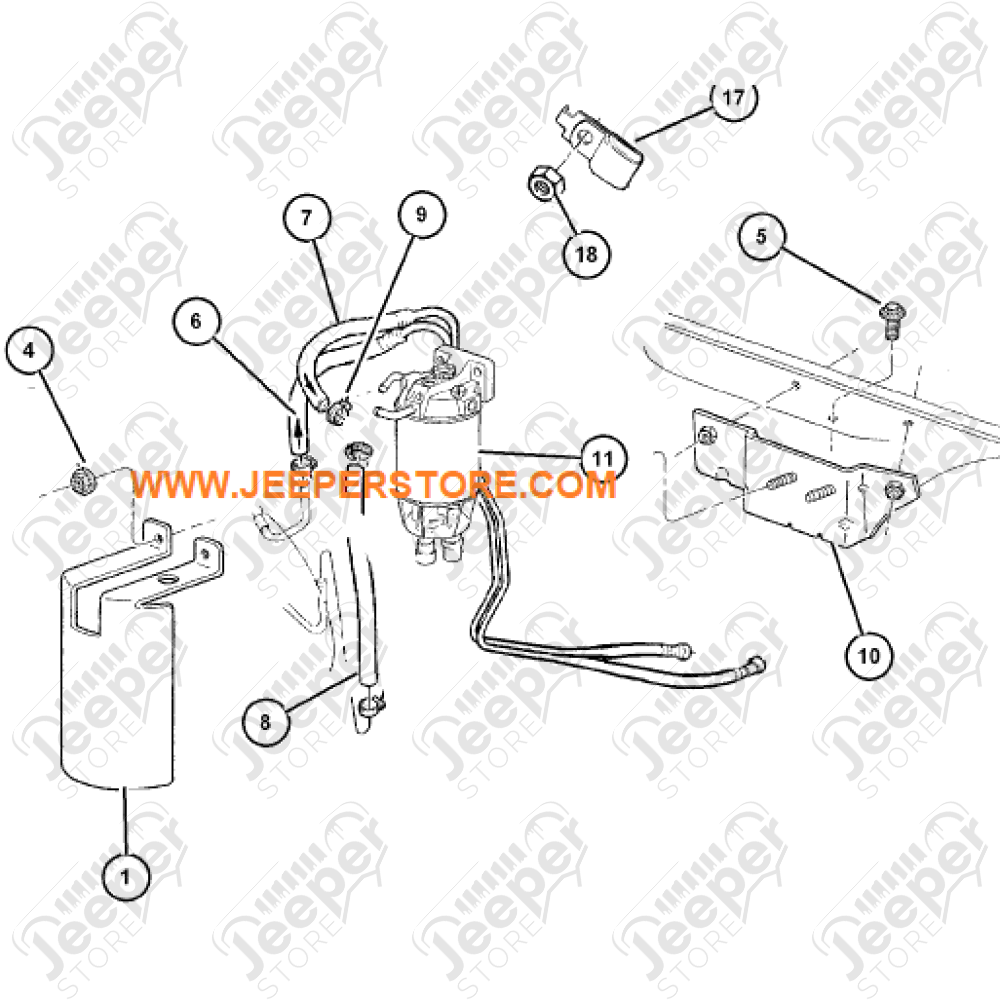Tete de support de filtre à gazoil 2.5L TD (moteur VM) Jeep Grand Cherokee ZJ, ZG
