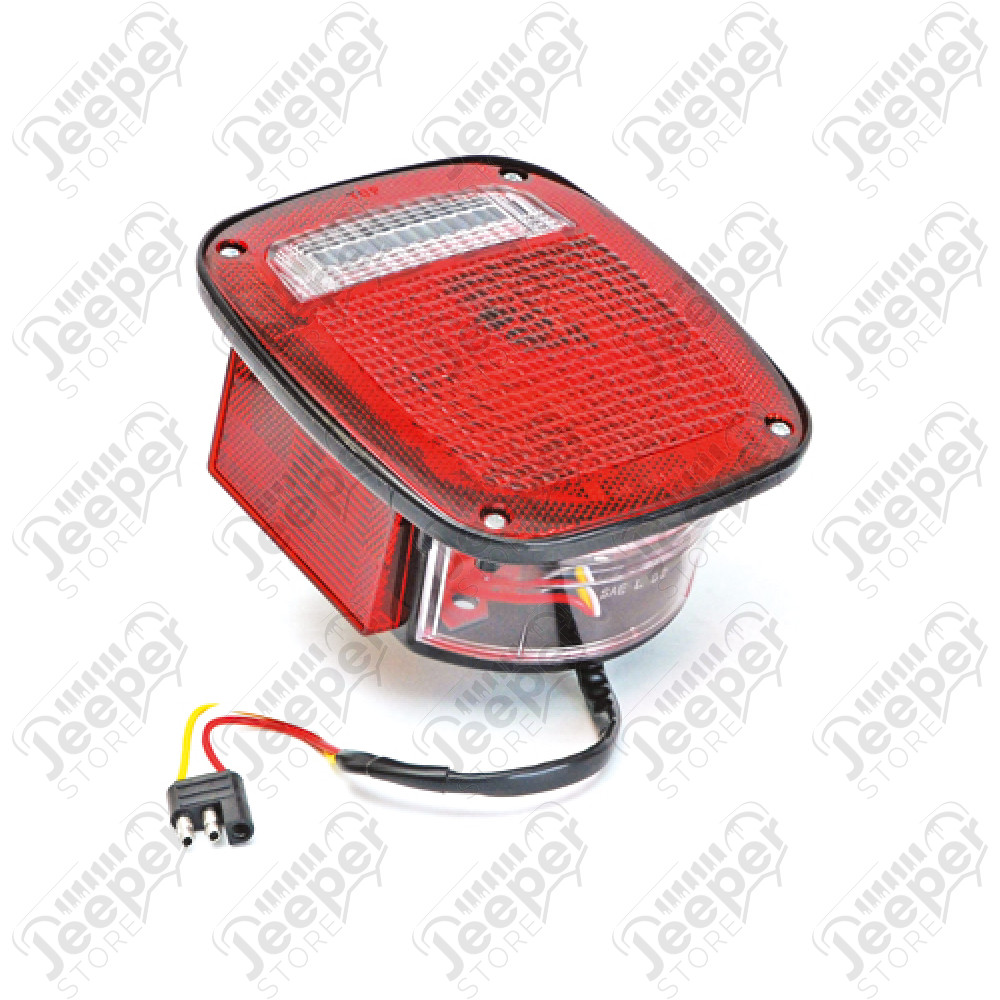 Feu arrière gauche (avec éclaireur de plaque) (version US) rouge et blanc et feu sur le coté pour Jeep CJ7, Wrangler YJ, TJ