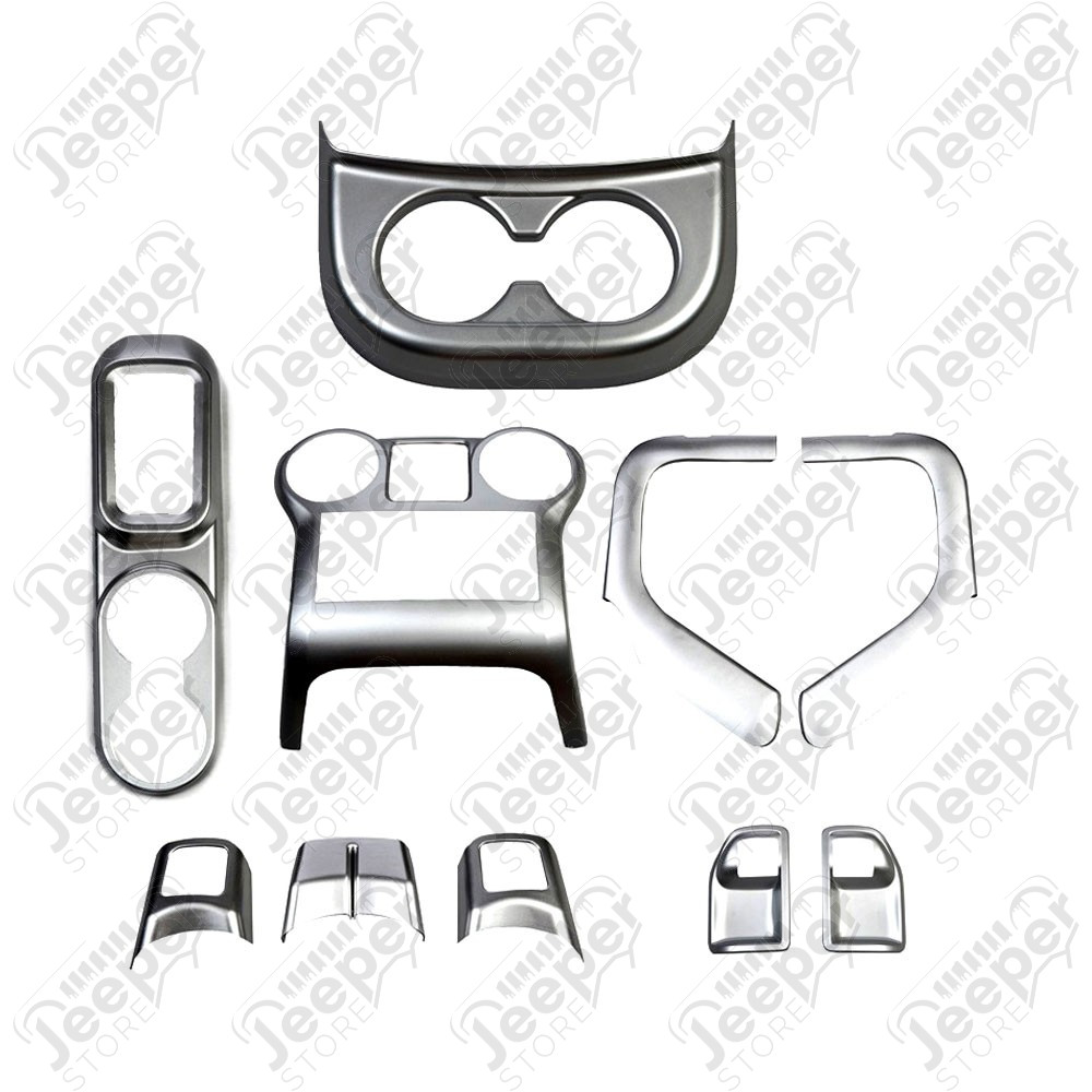 Kit enjoliveurs intérieur de tableau de bord (avec boite auto) (en plastique gris) pour Jeep Wrangler JK 2 portes