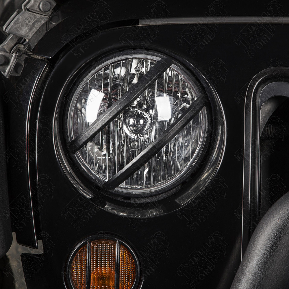 Kit de 2 protections de phares noir avant pour Jeep Wrangler JK 