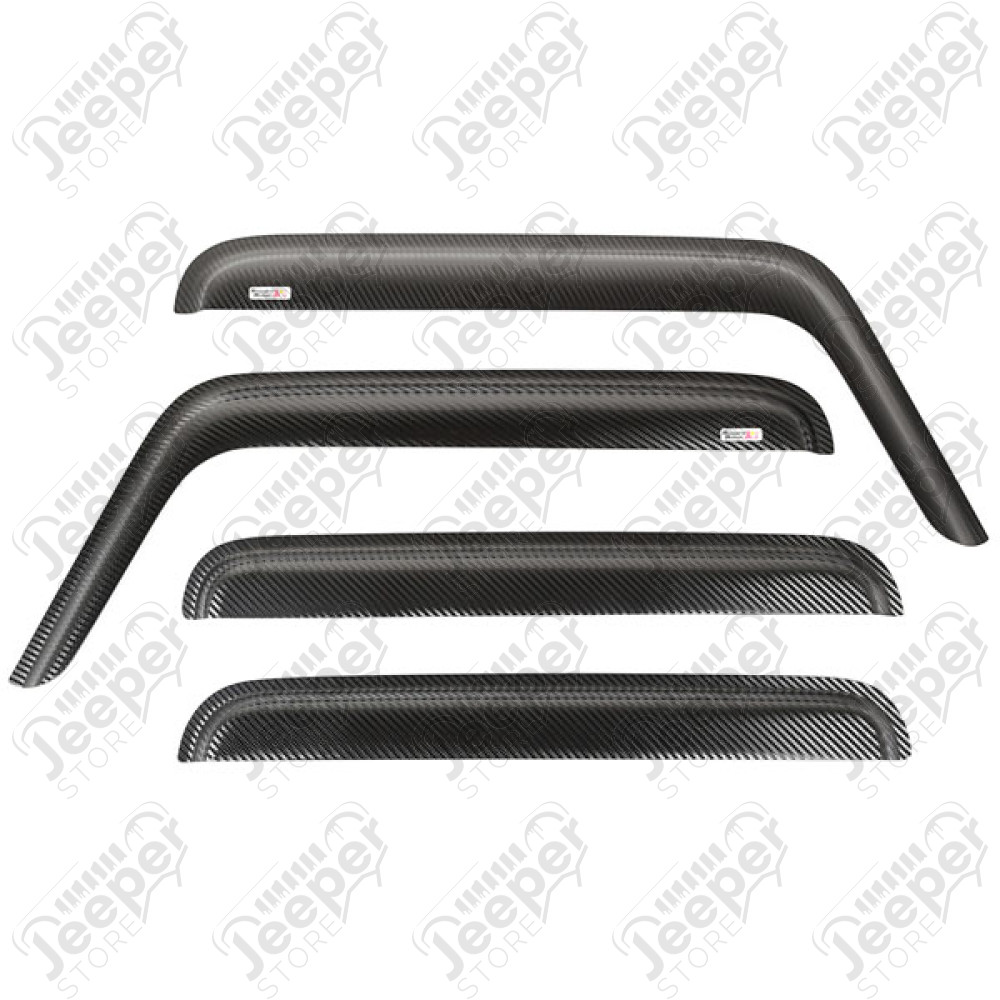 Kit de 4 déflecteurs de vitres (couleur fibre carbone) pour Jeep Wrangler JK Unlimited (4 portes)