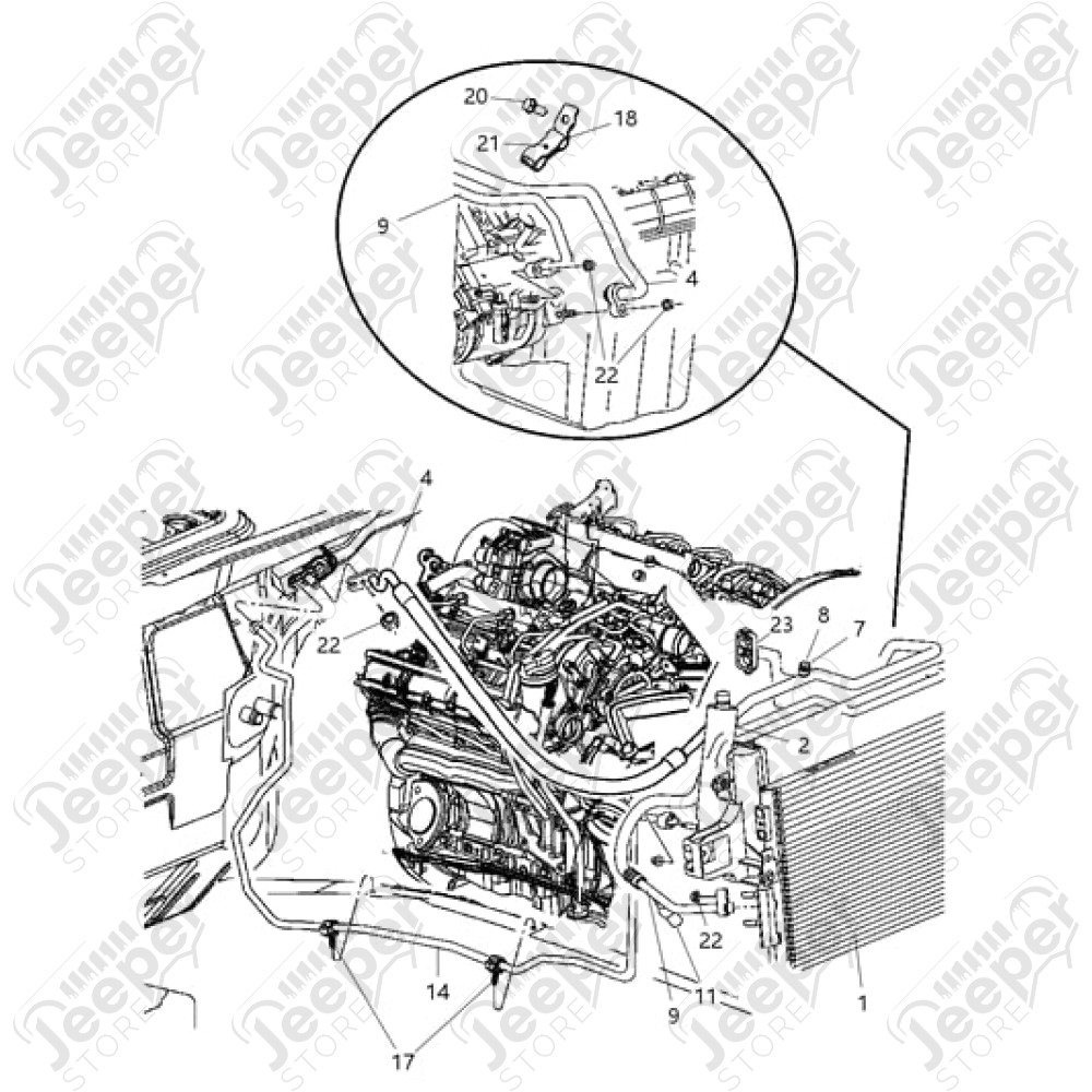 Tuyau de climatisation pour 3.0L CRD - Jeep Grand Cherokee WH / WK - 55116710AC