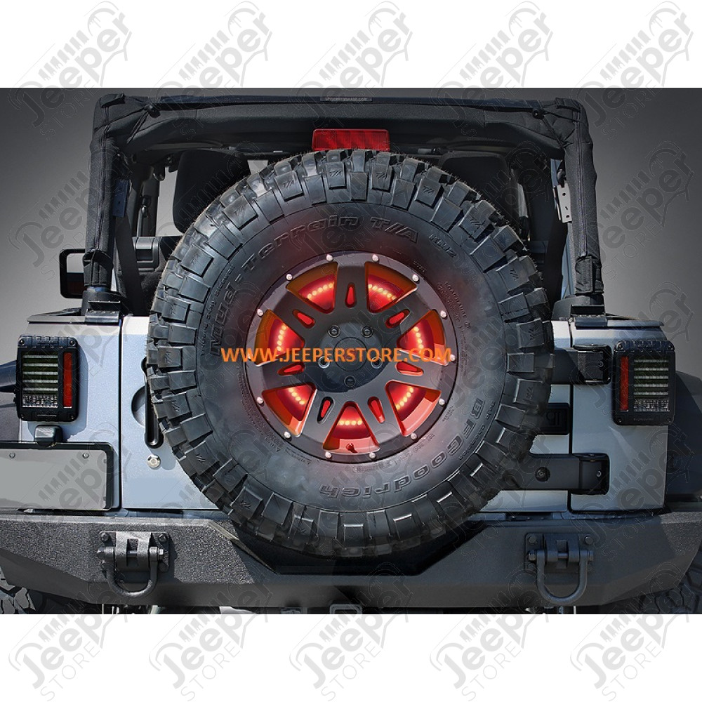 3eme feu stop rond à LED pour roue de secours pour Jeep CJ5, CJ7, CJ8, Wrangler YJ, TJ, JK, JL - 11585.04
