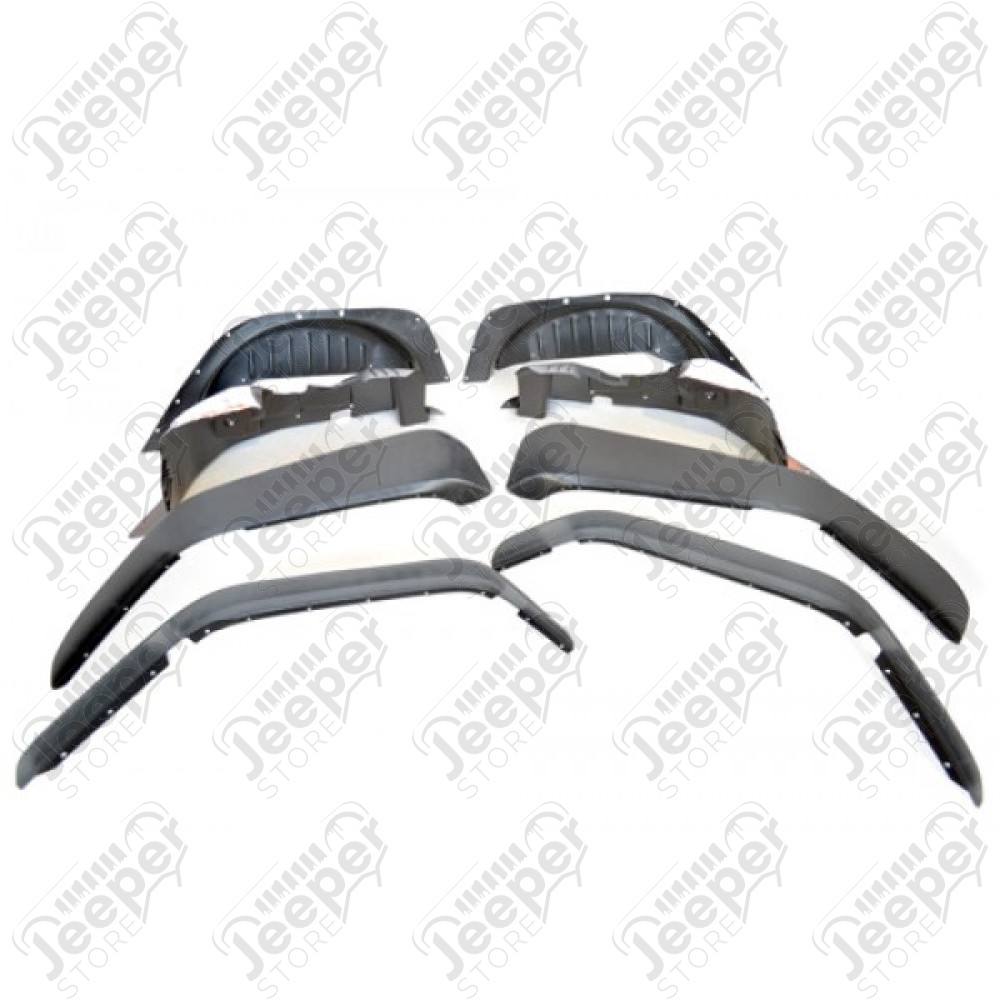 Kit élargisseurs d'aile Rugged Ridge All Terrain Jeep Wrangler JK Kit de 4 élargisseurs d'aile plate RR et les 4 intérieur d'ailes pour Jeep Wrangler JK