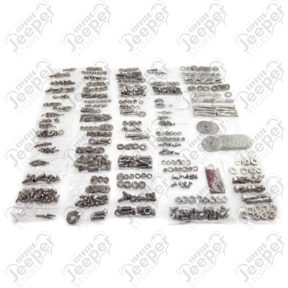 Kit visserie inox complète pour carrosserie avec bâche (620 pièces) - Jeep CJ7 - 12215.07