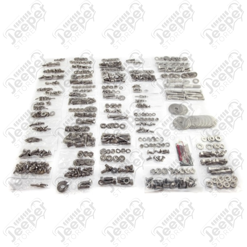 Kit visserie inox complète pour carrosserie avec hardtop (754 pièces) - Jeep Wrangler YJ - 12215.11