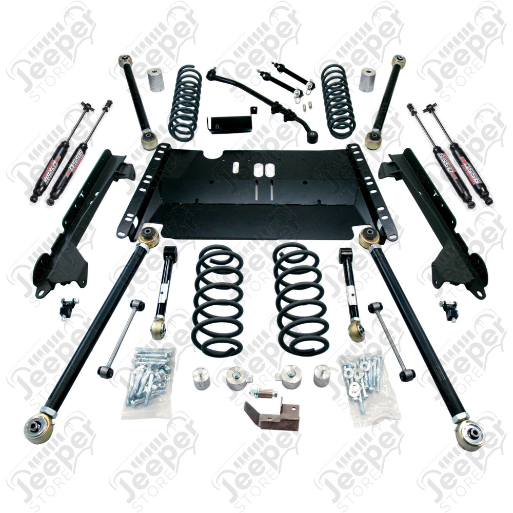 TJ SWB: 3” Enduro LCG Long Arm Suspension System & 9550 VSS Twin-Tube Shocks