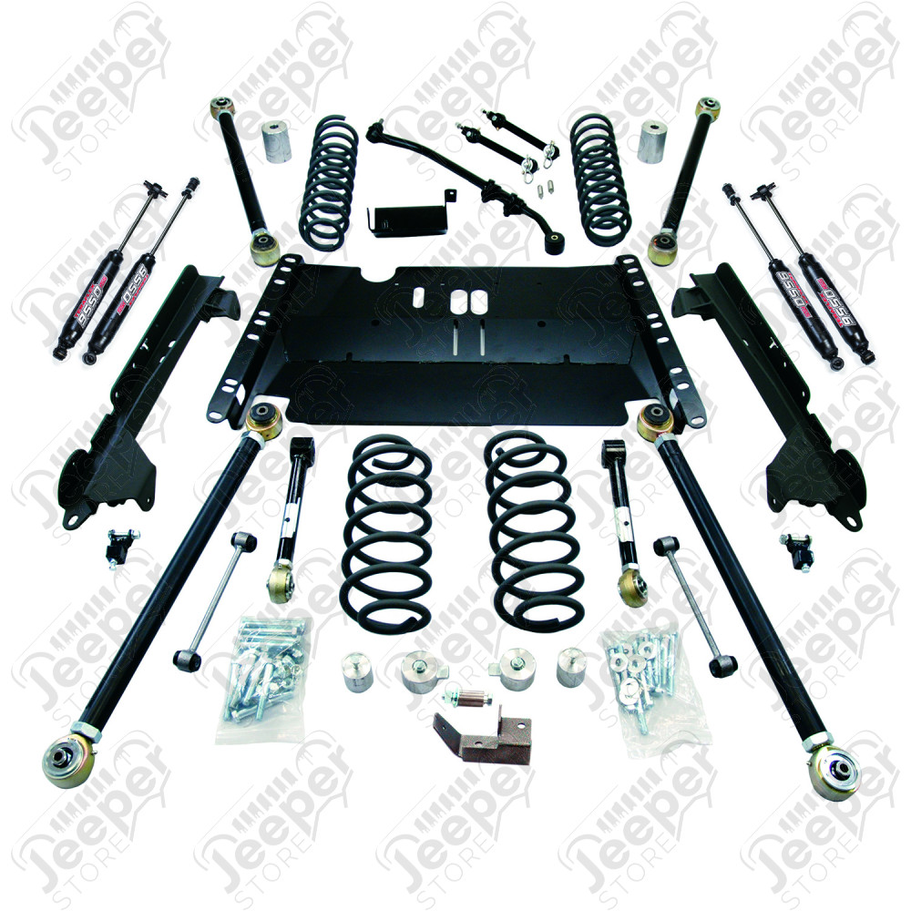 TJ SWB: 4” Enduro LCG Long Arm Suspension System & 9550 VSS Twin-Tube Shocks