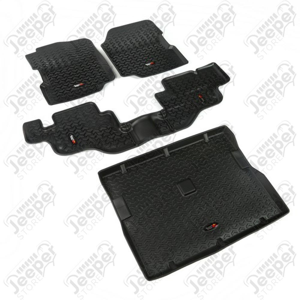 Kit de tapis de sol complet (avant, arrière et coffre) en plastique préformé - Jeep Wrangler YJ - 1566.10 / 12920.21 / 12950.22 / 12975.22 / 12988.09