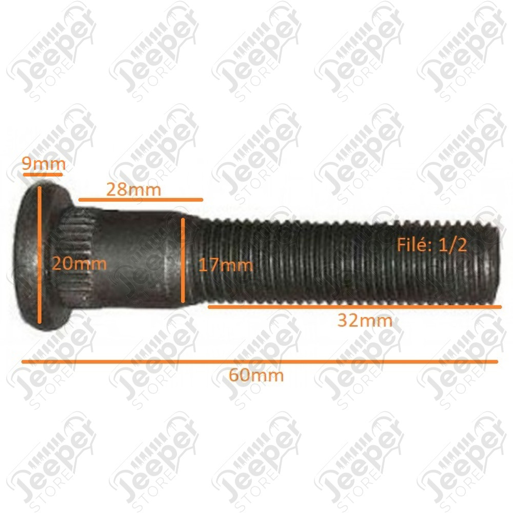 Goujon d'élargisseur de roue pour 30mm (filetage: 1/2) Jeep