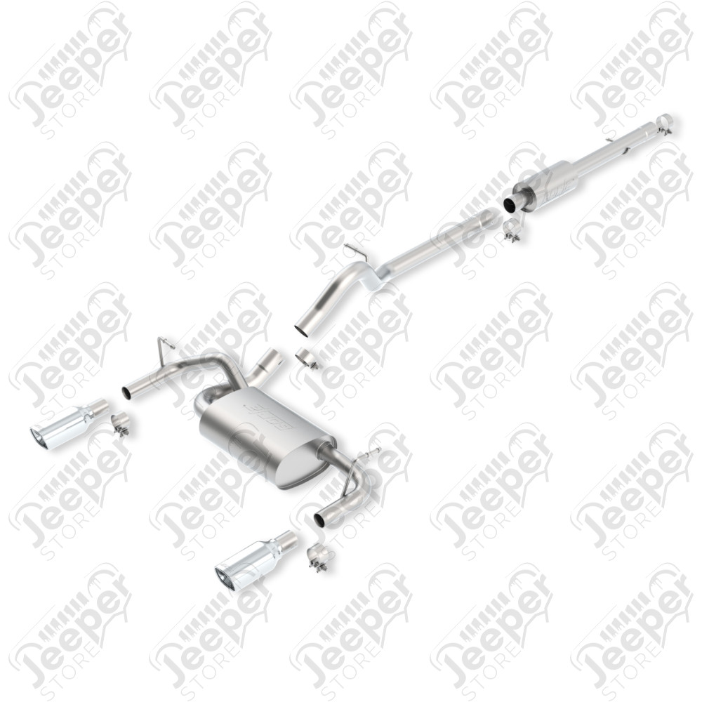 Ligne d'échappement inox BORLA double sortie moteurs 2.8L CRD et 3.6L V6 essence - Jeep Wrangler JK Unlimited - 140459
