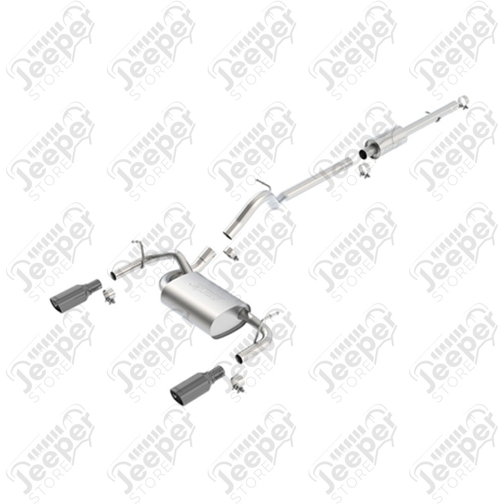 Ligne d'échappement inox BORLA double sortie NOIRE (sans collecteur) moteurs 2.8L CRD et 3.6L V6 essence - Jeep Wrangler JKU - 140459BC