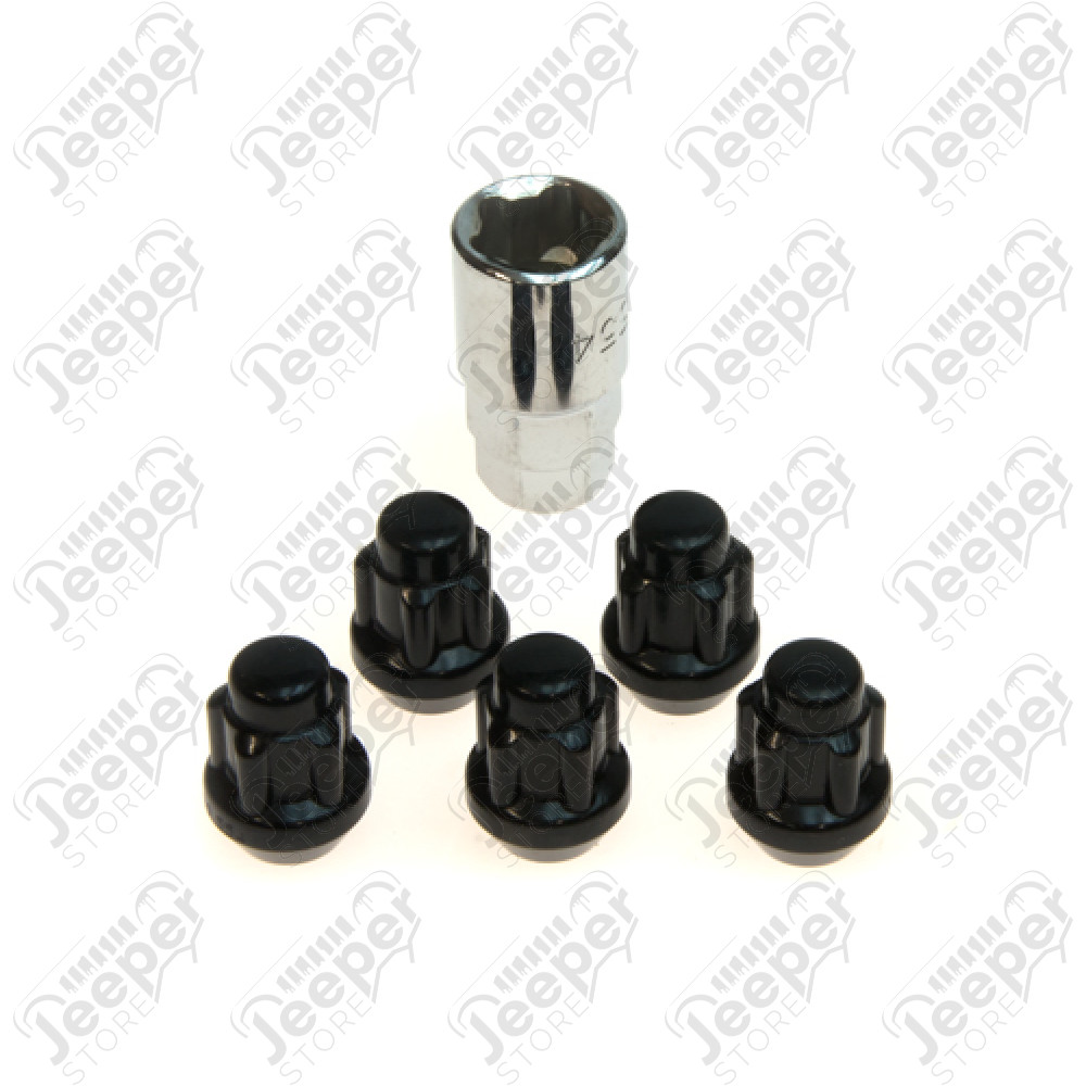 Ecrous anti vol de roue - Couleur : Noir - Kit 5 roues - Jeep - B716542BK
