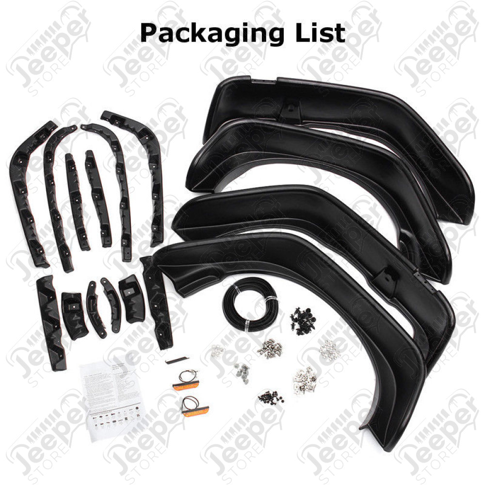 Kit de 4 élargisseurs d'ailes plates en plastique Jeep Wrangler JK