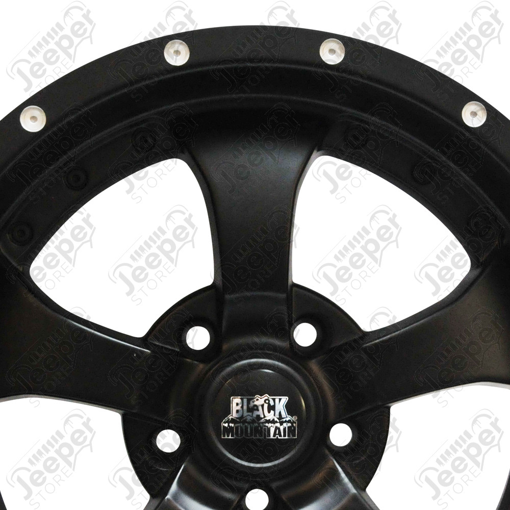 Jante aluminium Black Mountain (couleur noir mat) 9x17 , ET: -13 , 5x127 (pour jeep wrangler JK, Grand Cherokee WJ, WG, WH, WK, ...) (ATTENTION STOCK LIMITE)