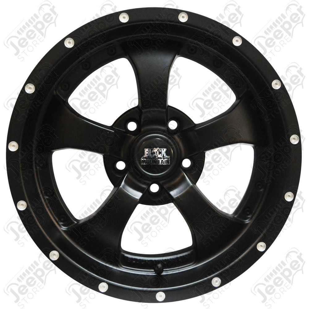Jante aluminium Black Mountain (couleur noir mat) 9x17 , ET: -13 , 5x127 (pour jeep wrangler JK, Grand Cherokee WJ, WG, WH, WK, ...) (ATTENTION STOCK LIMITE)