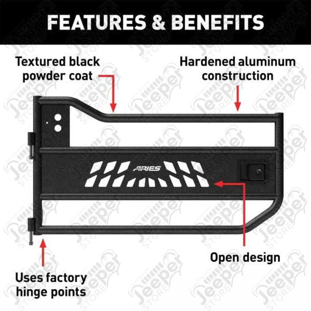Kit de 2 demi portes tubulaire avant en aluminium pour Jeep Wrangler JL 