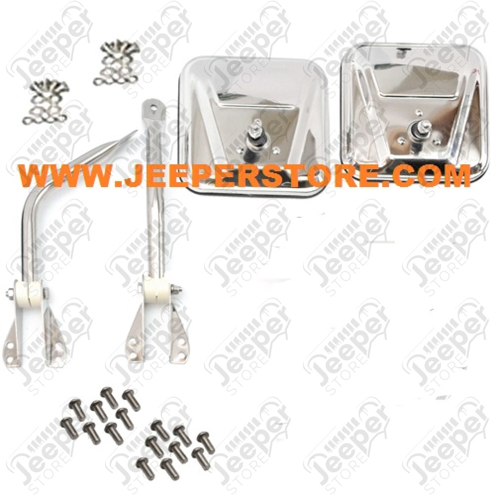 Kit de rétroviseurs acier / inox Jeep CJ, Wrangler YJ , TJ