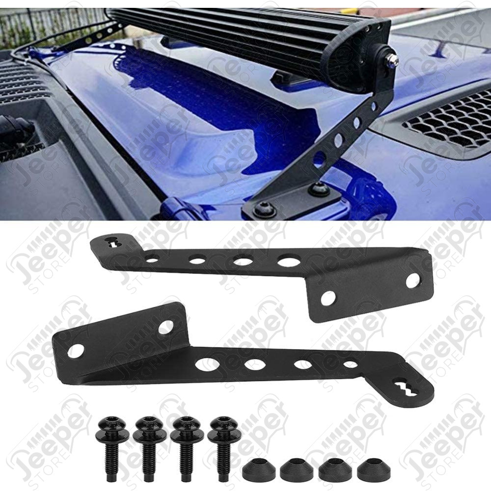 Kit fixations barre de LED (32'' soit 81.28cmcm) sur charnières de capot moteur Jeep Wrangler JL