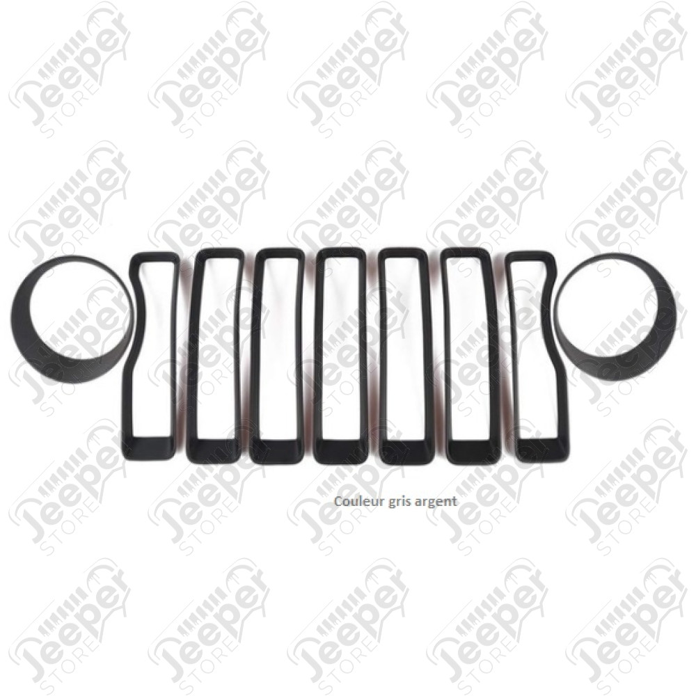 Kit d'inserts gris argent (enjoliveurs) de calandre et phares pour Jeep Wrangler JL