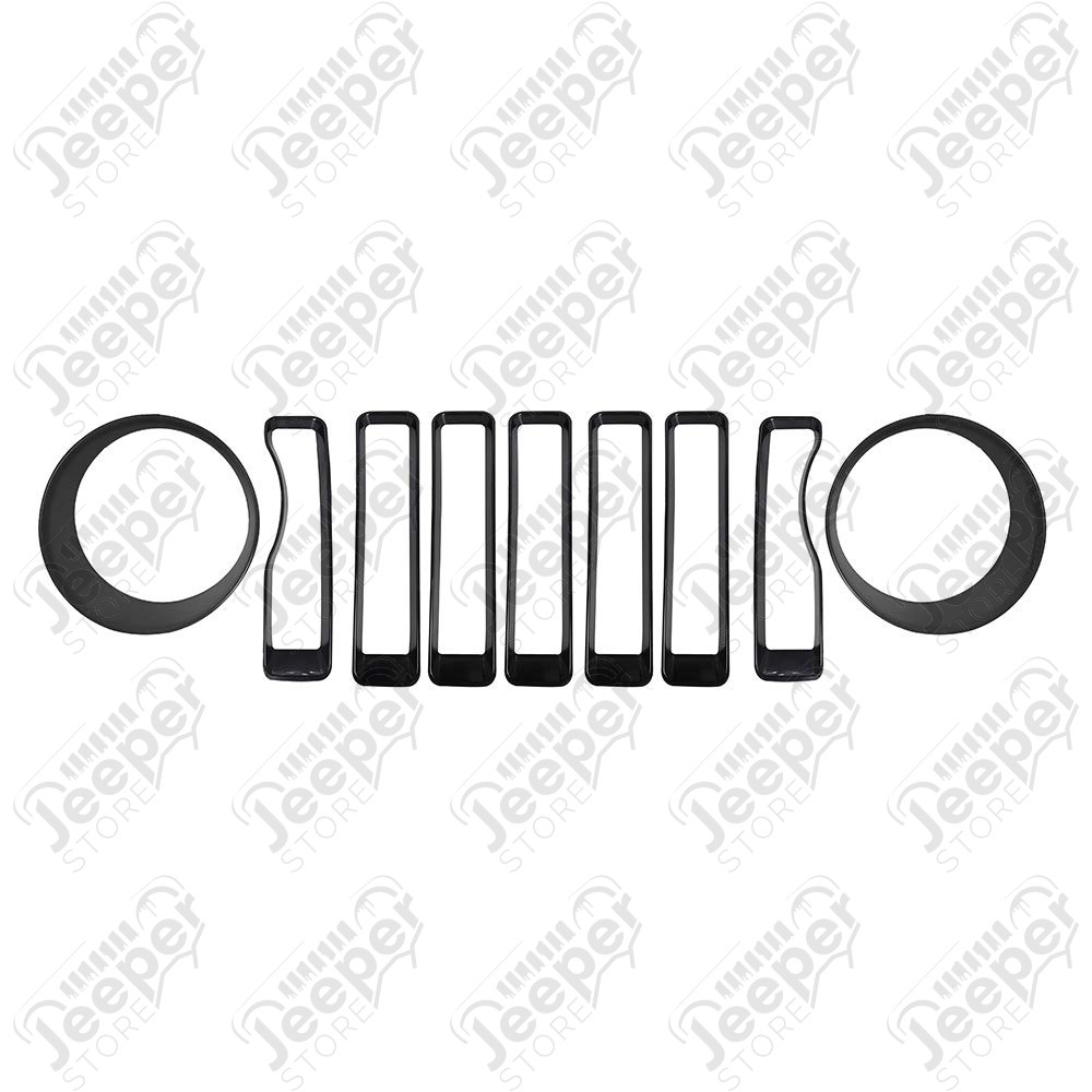 Kit d'inserts noir (enjoliveurs) de calandre et phares pour Jeep Wrangler JL