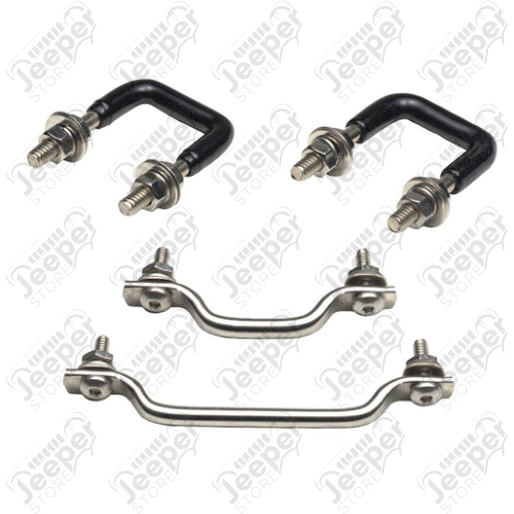 Kit crochets capot moteur acier, inox Jeep CJ et Wrangler YJ