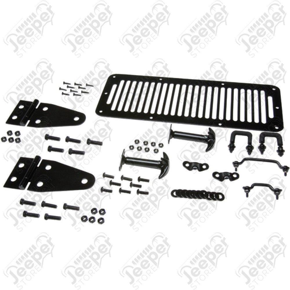 Kit complet de capot acier noir Jeep CJ, Wrangler YJ 
