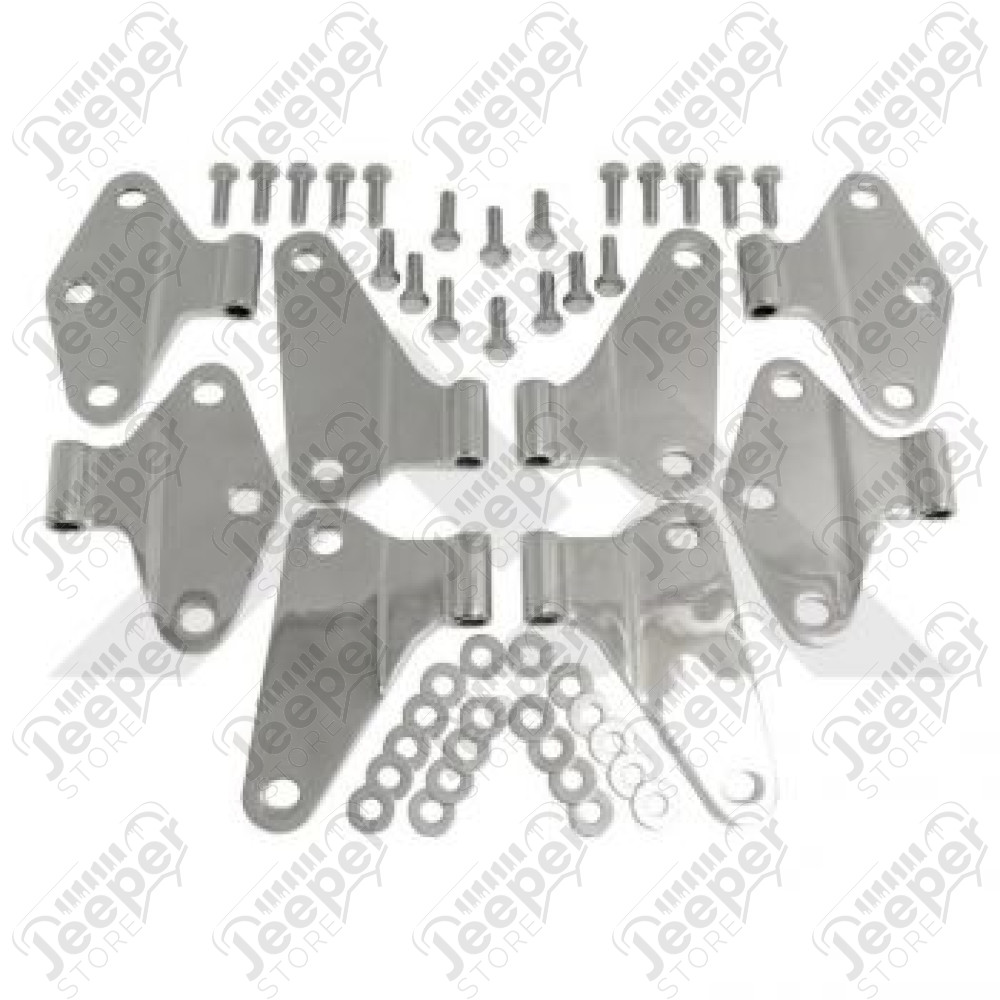 Kit de 8 charnières coté caisse en acier / inox pour Jeep Wrangler JK Unlimited (4 portes) 
