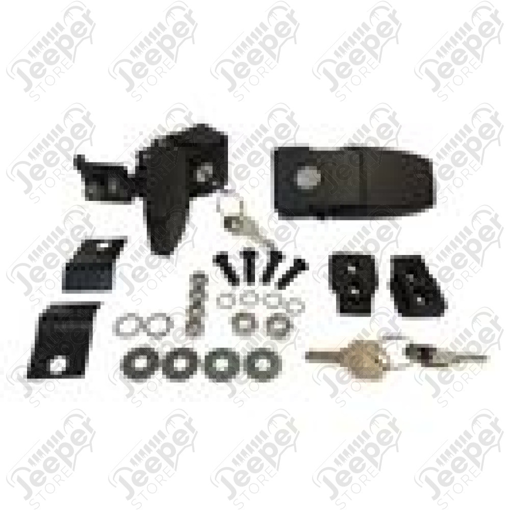 Kit d'attaches capot en acier avec serrure antivol pour Jeep Wrangler JK (la paire gauche et droite)
