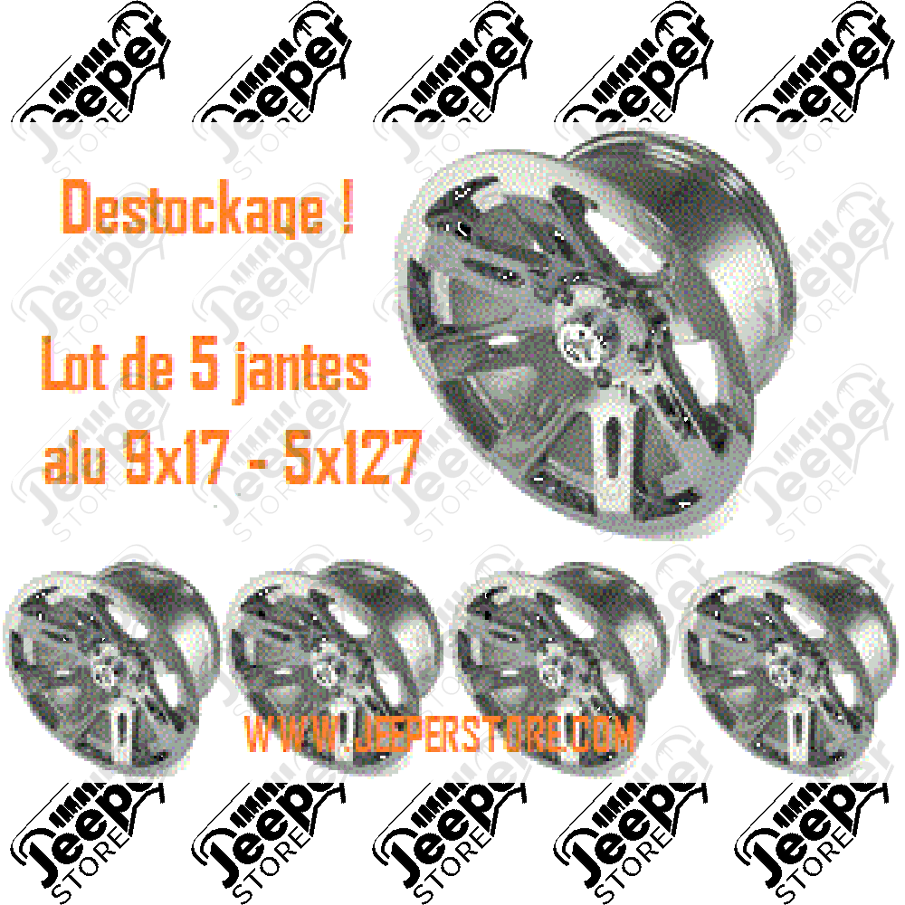Déstockage: Lot de 5 jantes aluminium XHD Rugged Ridge (couleur chrome) 5x127 - 9x17 - ET: -12
