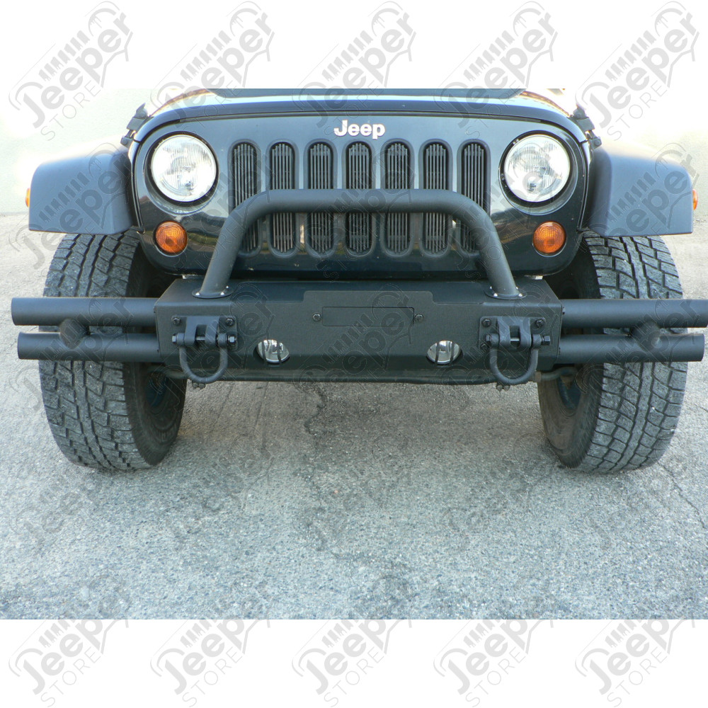 Pare chocs avant en acier avec double tubes pour Jeep Wrangler JK (avec porte treuil et plaque de fermeture) NON COMPATIBLE AVEC LES PARE CHOCS RUGGED RIDGE. 