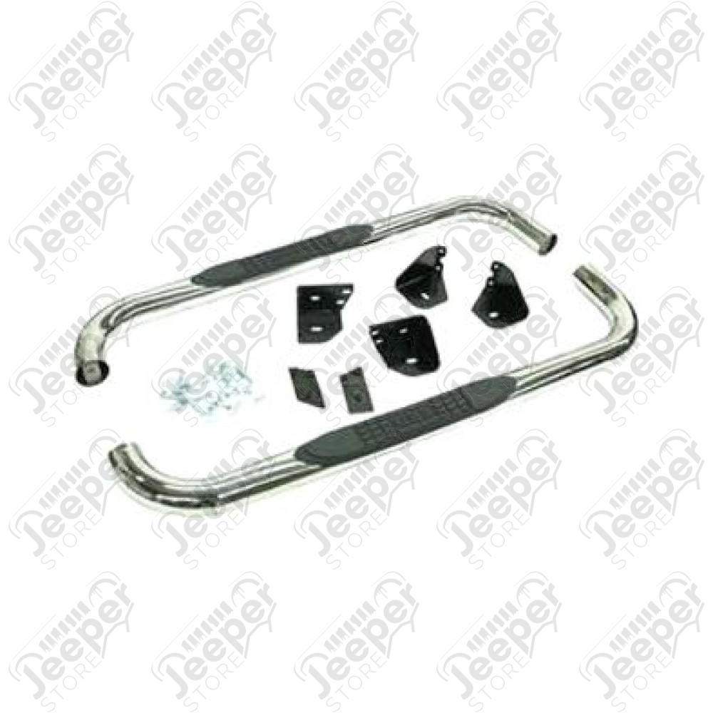 Kit de marche pieds en inox tubulaire avec plateaux anti-dérappant pour Jeep Wrangler TJ