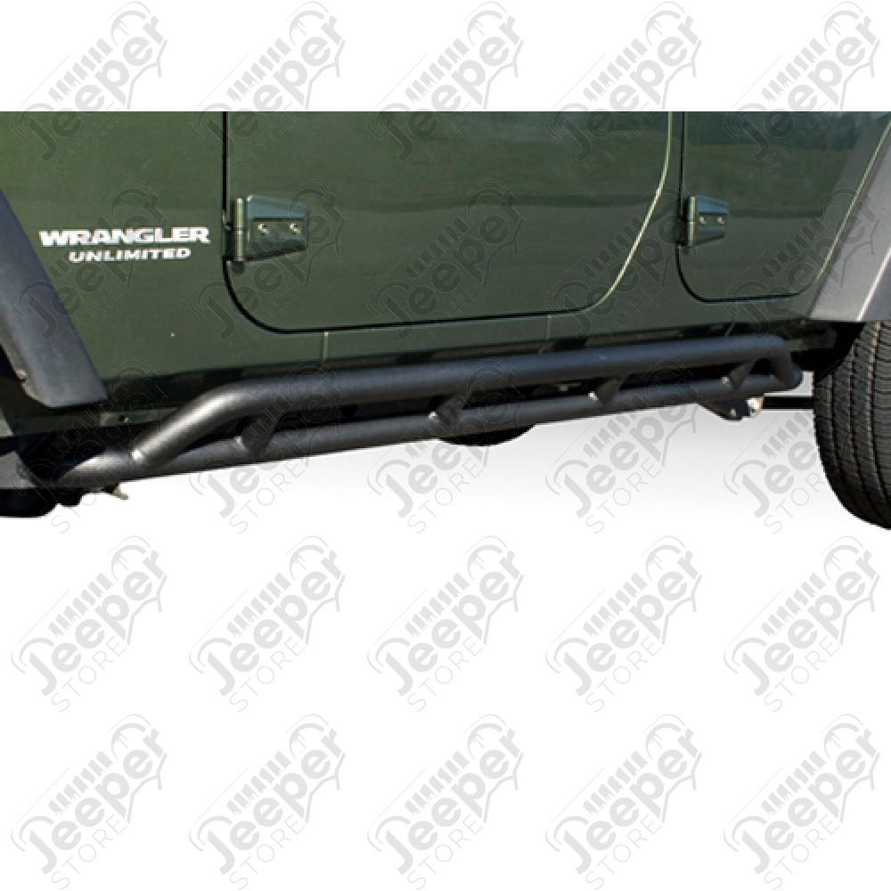 Kit marches pieds (renfort bas de caisse) en acier noir pour Jeep Wrangler JK Unlimited, 4 portes - 1534.36 / 11504.22 / RT20029